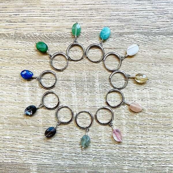 Créoles Mini Candy Amazonite bleue Argent thumbnail