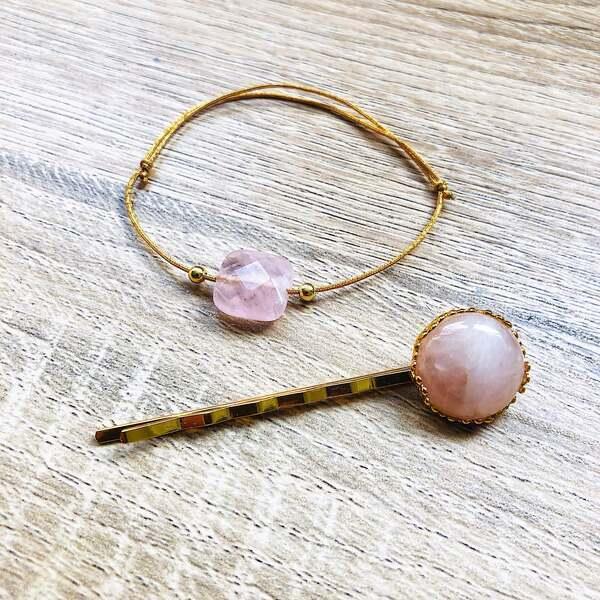 Pochette cadeau barette bracelet Quartz rose thumbnail