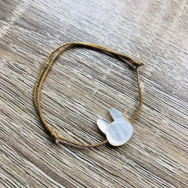 Bracelet Camille Lapin nacre adulte doré thumbnail