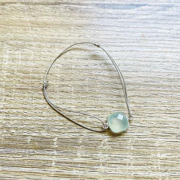 Bracelet Livia Calcédoine verte argenté thumbnail
