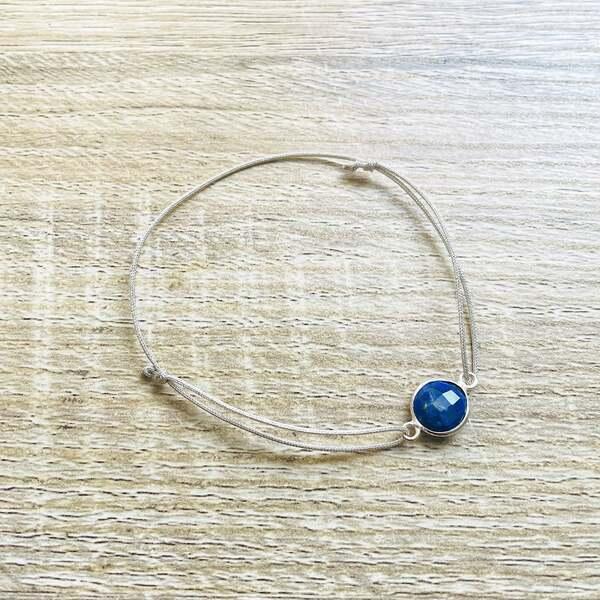 Bracelet Alba Lapis Lazuli bleu argenté thumbnail