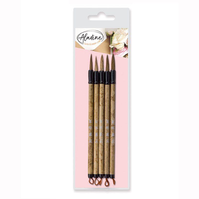 Set de 5 pinceaux de calligraphie sur carte