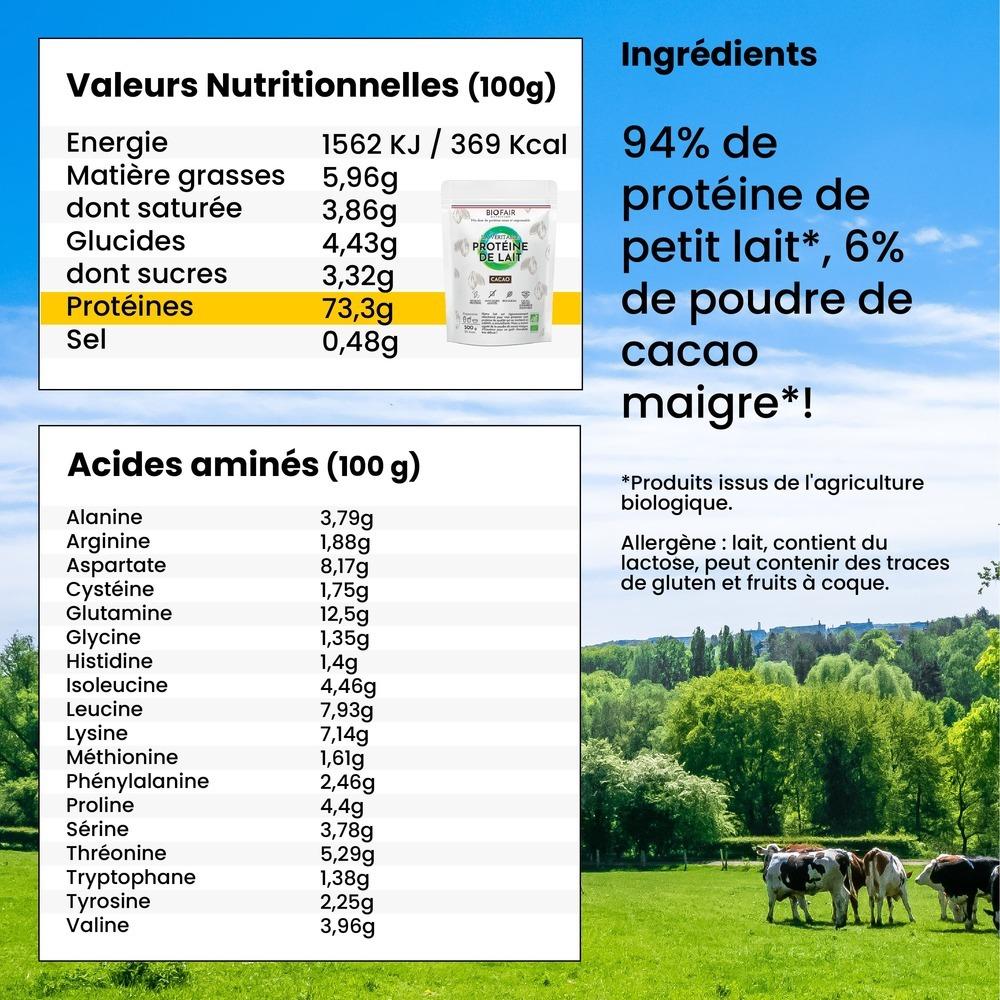 La véritable protéine de lait bio Cacao - 500g thumbnail