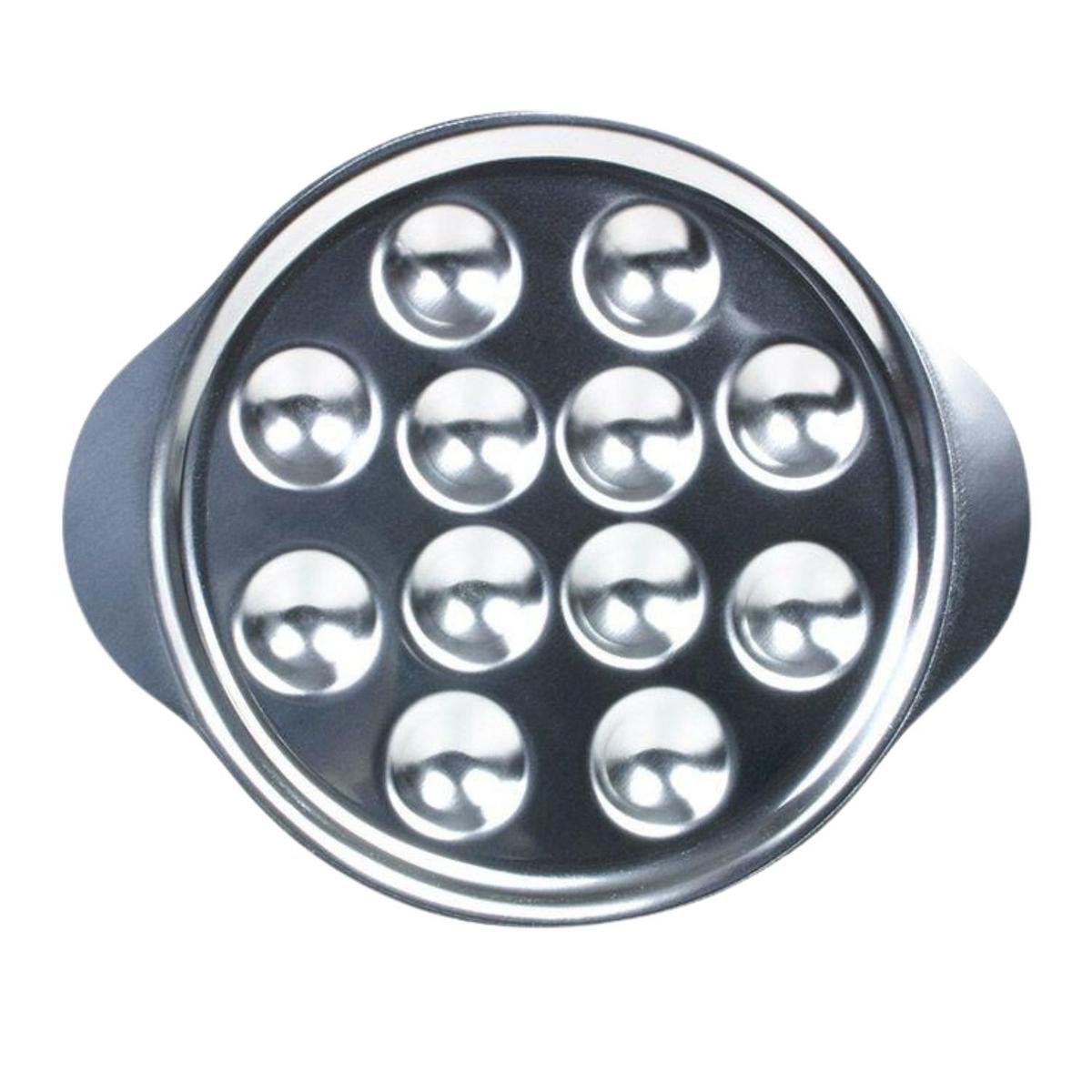 10 assiettes à escargots en inox - 12 empreintes
