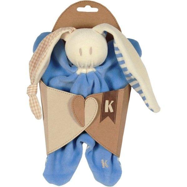 Doudou bleu en coton bio 17 cm thumbnail