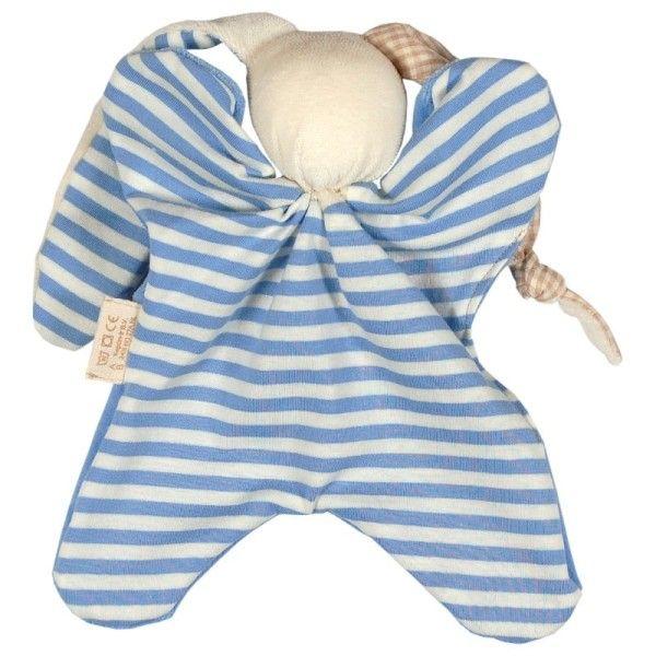 Doudou bleu en coton bio 17 cm thumbnail