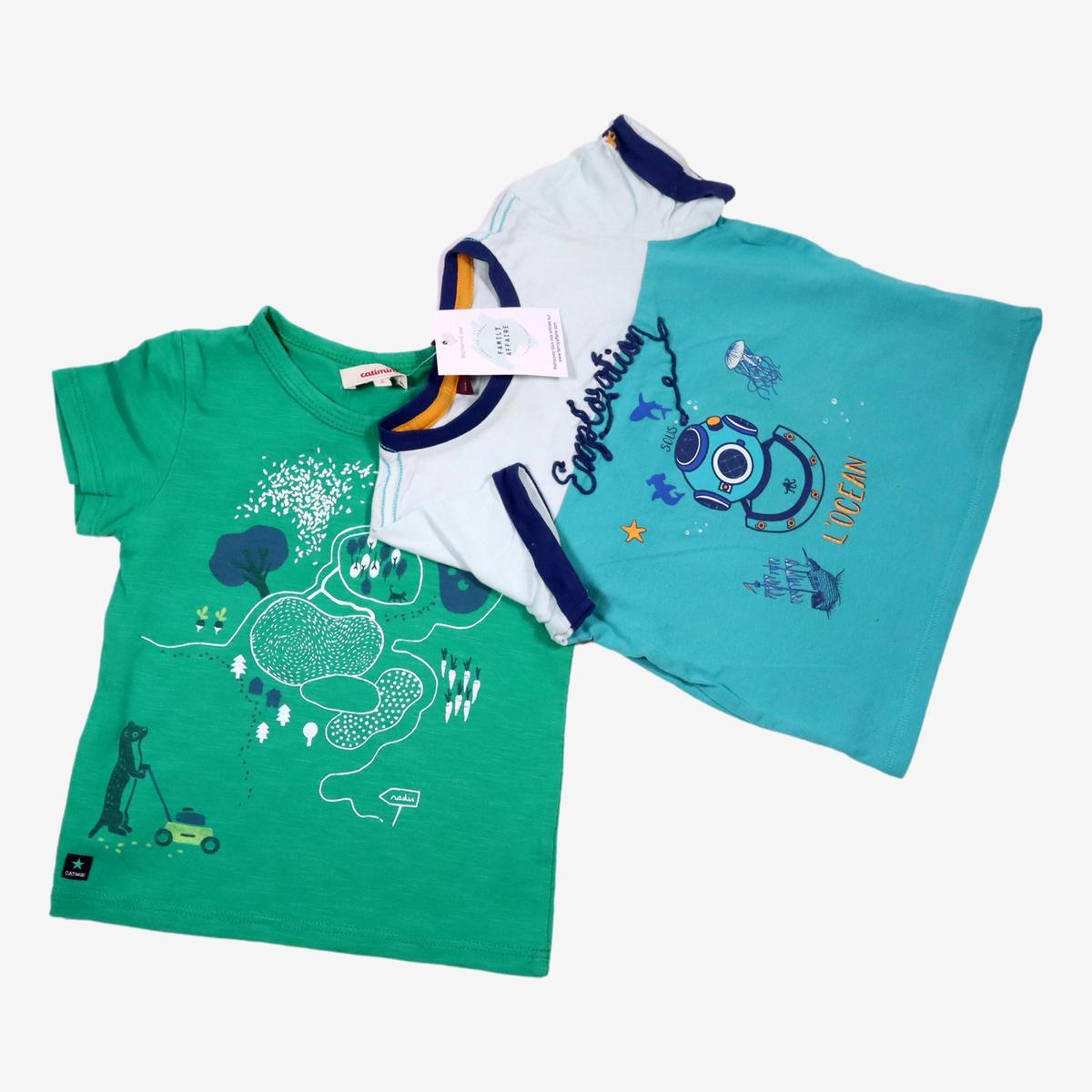 SERGENT MAJOR et CATIMINI 2 ans lot de 2 t-shirts motifs