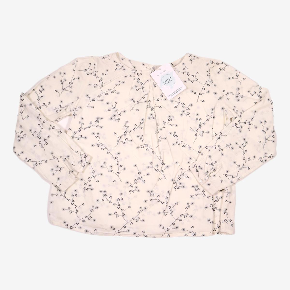BONPOINT 8 ans blouse motif fleurs grises bleu