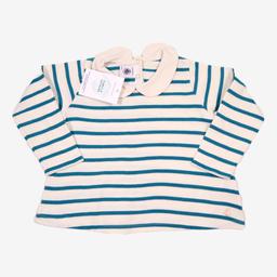 PETIT BATEAU 2 ans t-shirt écru rayure turquoise