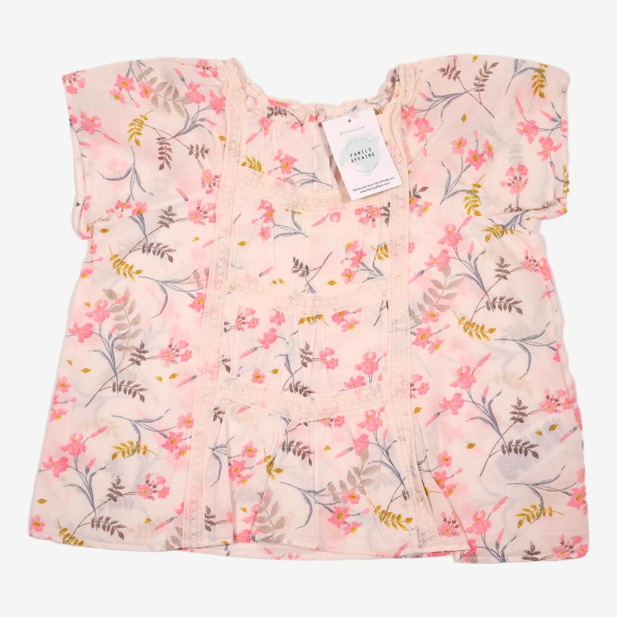 BONPOINT 8 ans blouse fleurs et dentelle