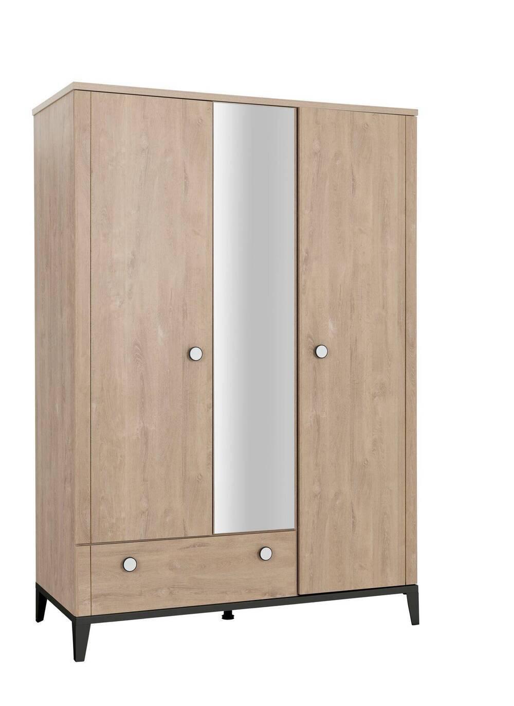 Armoire 3 portes 1 tiroir Gaëlle noir thumbnail