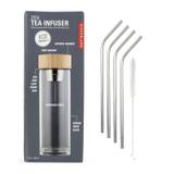 Bouteille infuseur de thé + 4 pailles en inox thumbnail