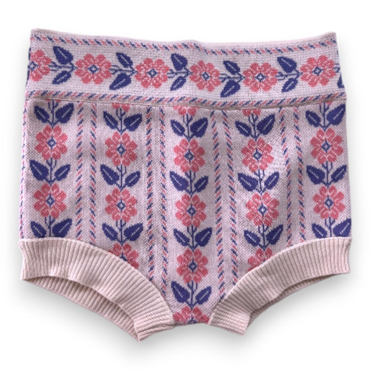 BONJOUR, Short beige à fleurs roses et bleus, 10 ans thumbnail