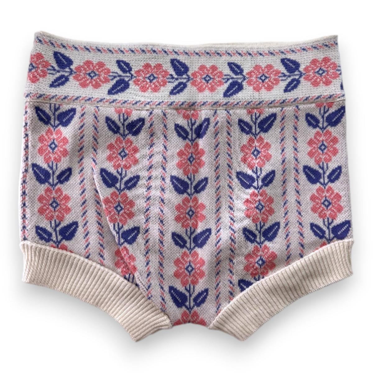 BONJOUR, Short beige à fleurs roses et bleus, 10 ans thumbnail