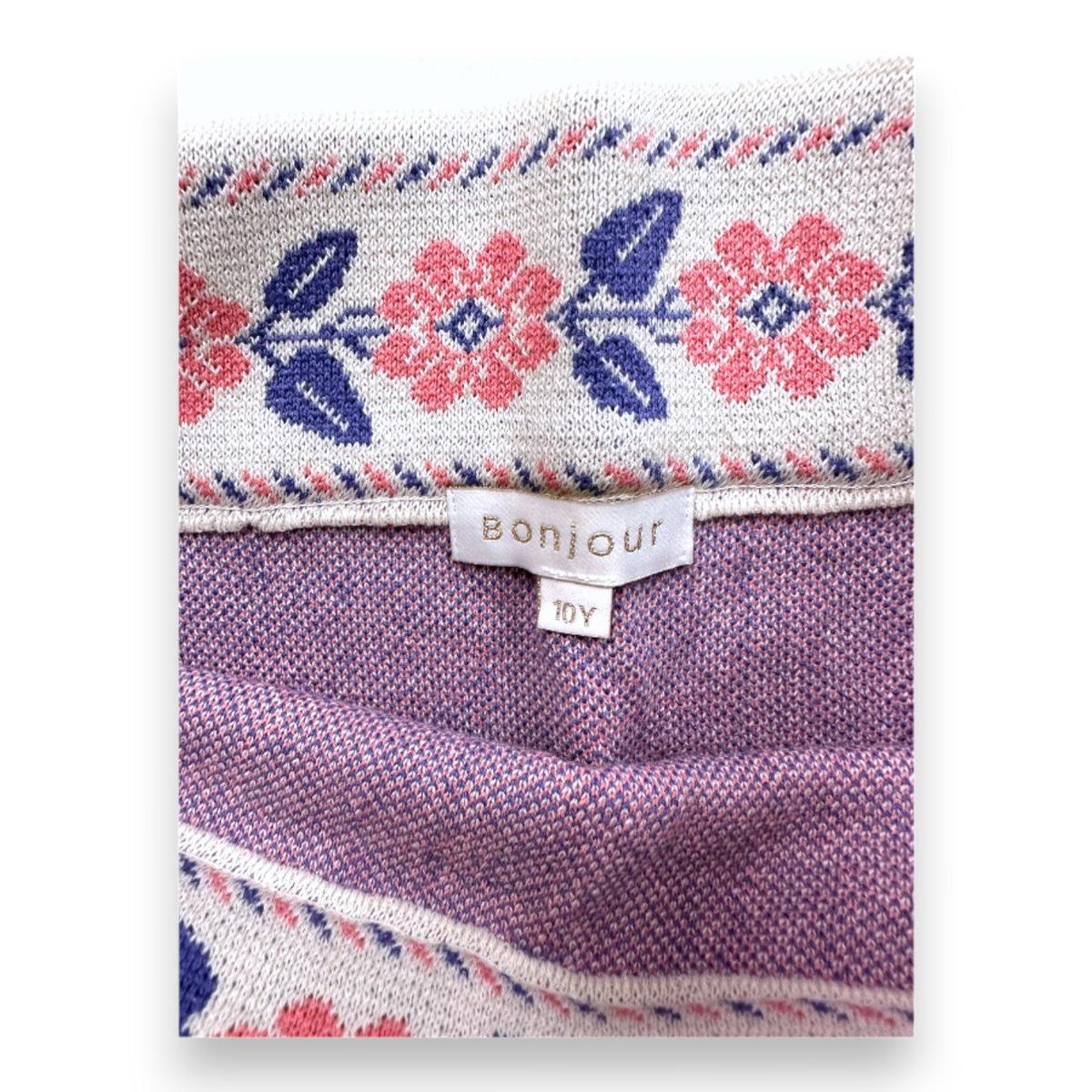 BONJOUR, Short beige à fleurs roses et bleus, 10 ans thumbnail