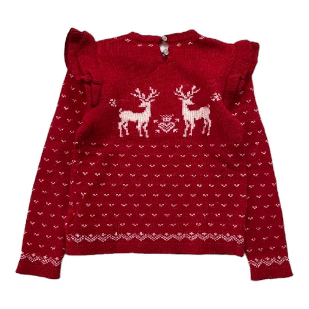 RALPH LAUREN, Pull rouge à motifs blancs en laine, 4 ans thumbnail