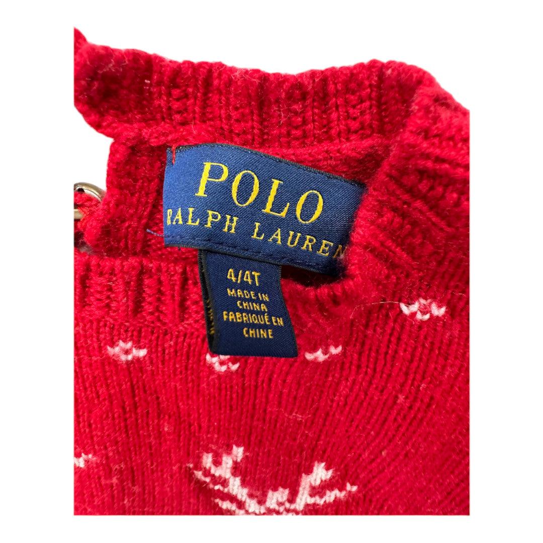RALPH LAUREN, Pull rouge à motifs blancs en laine, 4 ans thumbnail