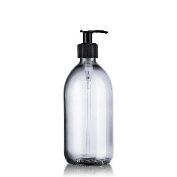 Distributeur de savon noir 500ml verre blanc thumbnail