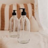 Distributeur de savon noir 500ml verre blanc thumbnail