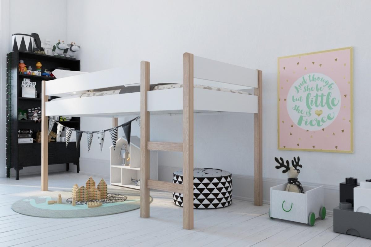 Lit mezzanine mi-hauteur Alto 90x200 Blanc thumbnail