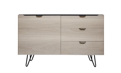 Buffet Chêne massif et laqué 1 porte 3 tiroirs