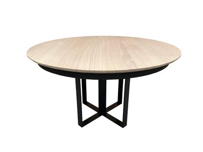 Table ronde bois massif et métal avec allonge