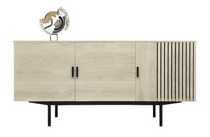 Buffet tasseaux bois massif et métal 3 portes