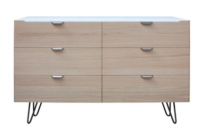 Commode chêne massif et laqué 6 tiroirs
