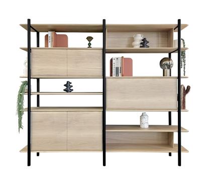 Bibliothèque étagère chêne massif et métal