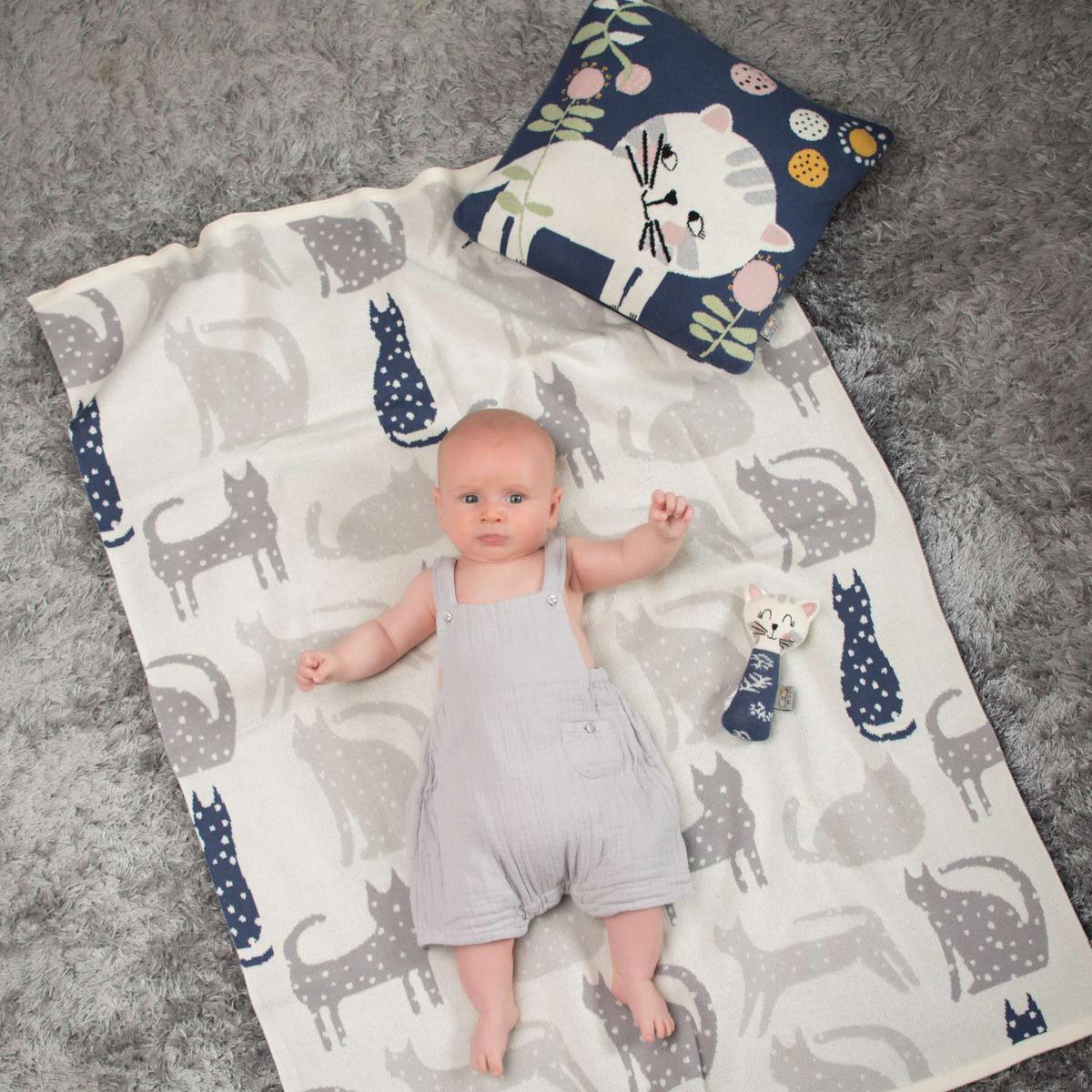 Taie de coussin en tricot de coton, Chaton thumbnail