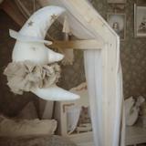 Trophée mural enfant en lin Lune Magique Blanc thumbnail