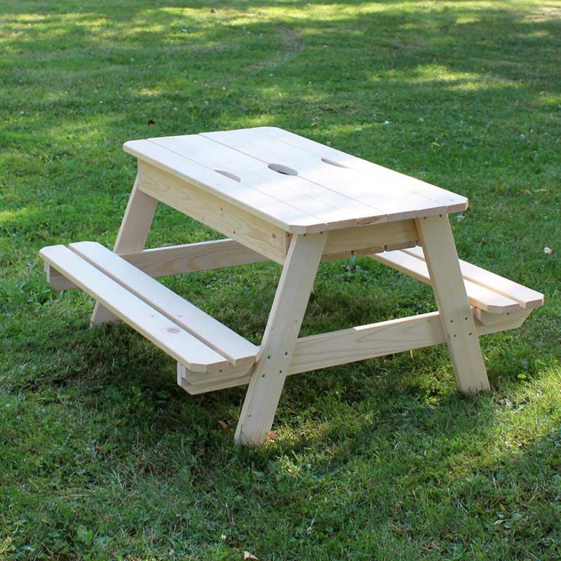 Table pique-nique pour enfants en bois brut thumbnail