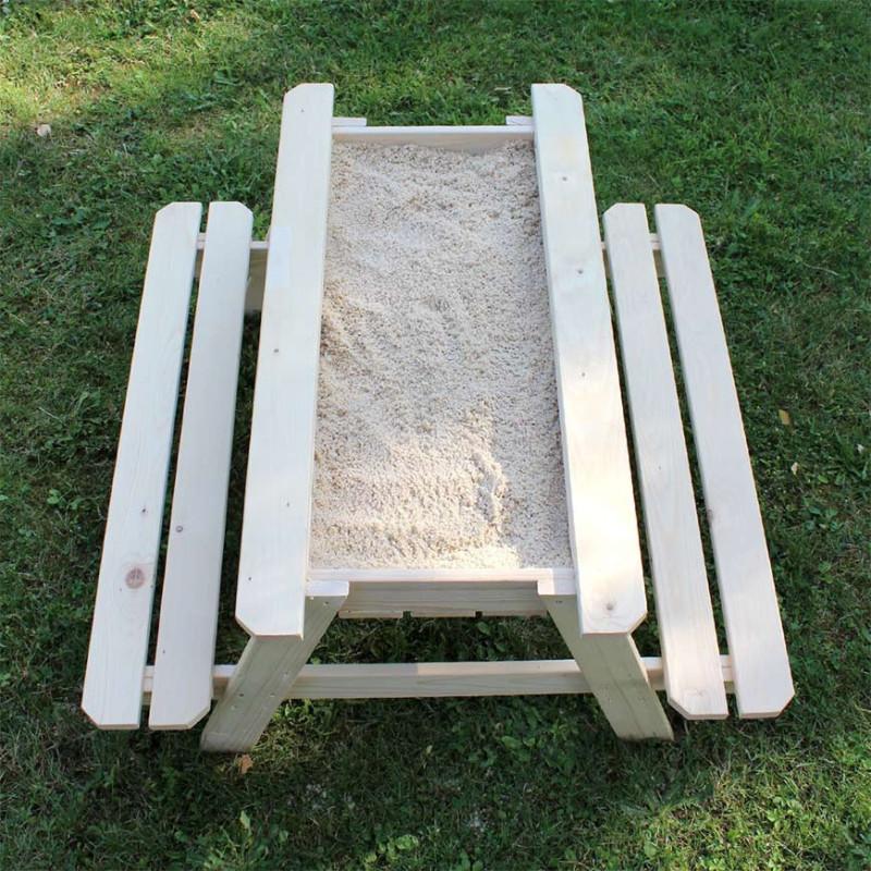 Table pique-nique pour enfants en bois brut thumbnail