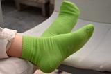 2 paires de chaussettes courtes 98% coton bio vert clair T35-38 thumbnail