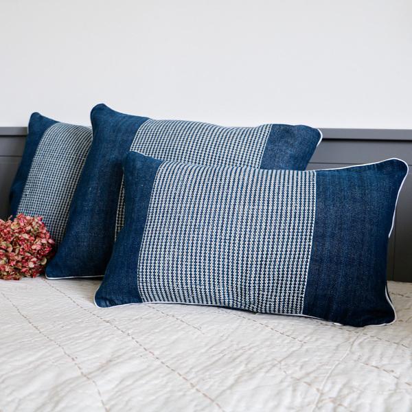 Coussin tissé en coton bleu 40x40 - NHA SRA thumbnail