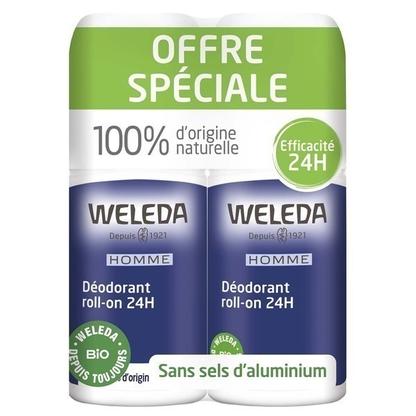 Lot de 2 x Duo Déodorant roll-on 24H Homme - 50ml