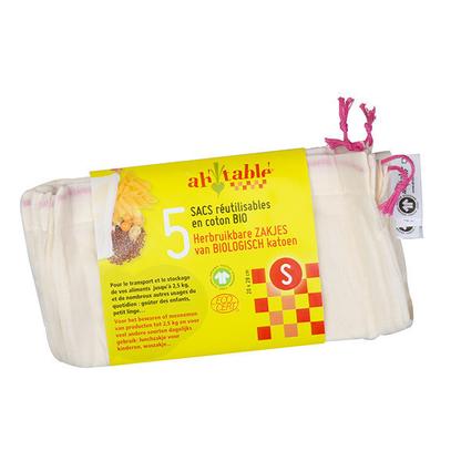 Lot 5 sacs a vrac en coton bio 20 x 28cm