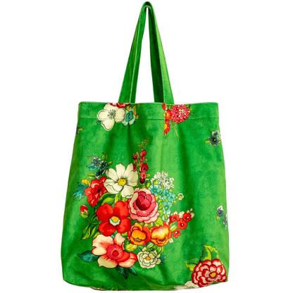 Tote bag velours HANAMI vert