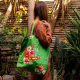 Tote bag velours HANAMI vert thumbnail