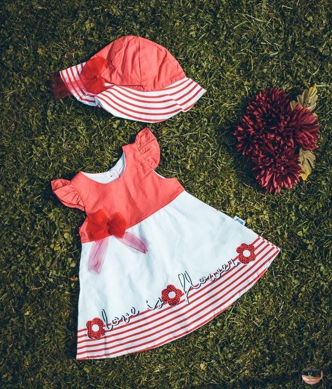 Robe blanche et rouge fille