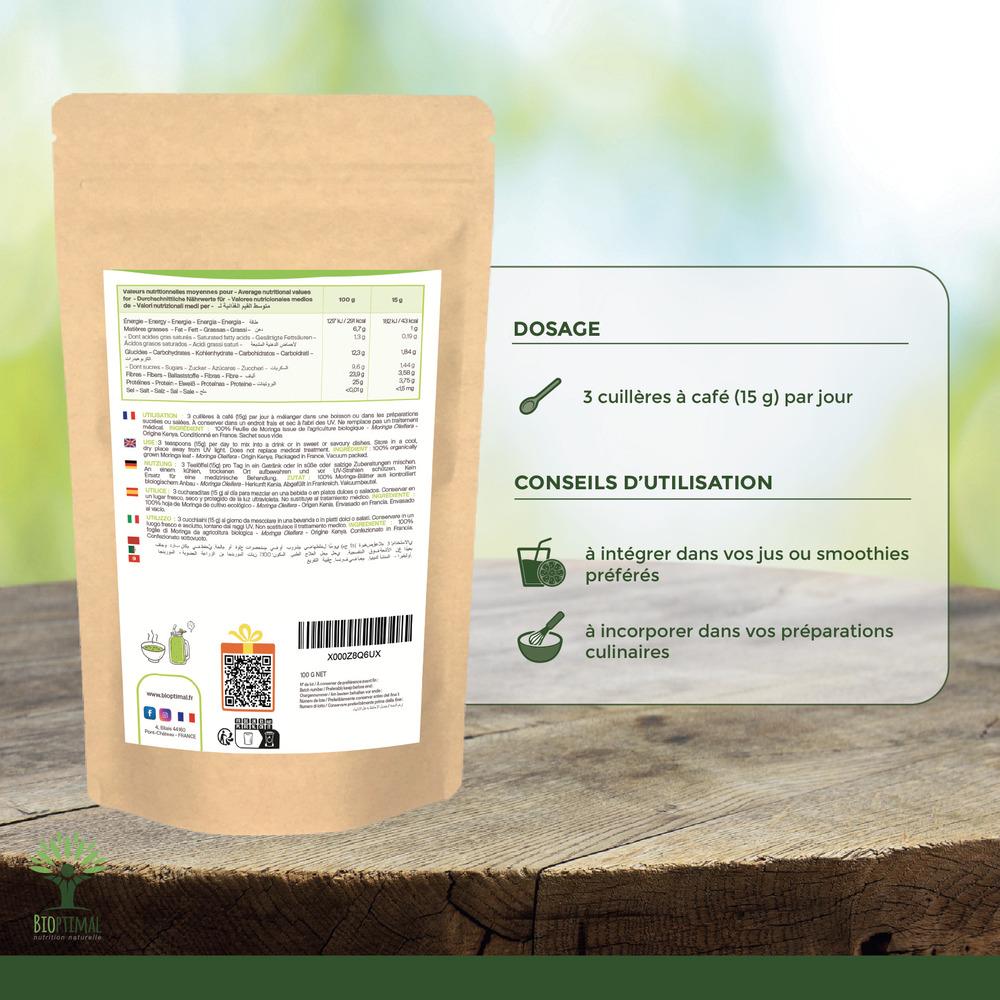 Moringa Bio en poudre - Conditionné en France - 100g thumbnail