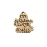 Porte-clés en bois - Papa je t'aime - 5 cm - 1 pce thumbnail