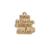 Porte-clés en bois - Maman je t'aime - 5 cm - 1 pce thumbnail