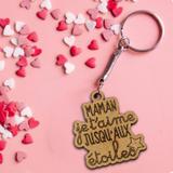 Porte-clés en bois - Maman je t'aime - 5 cm - 1 pce thumbnail