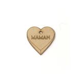 Porte-clés en bois - Coeur Maman - 5 cm - 1 pce thumbnail