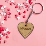 Porte-clés en bois - Coeur Maman - 5 cm - 1 pce thumbnail