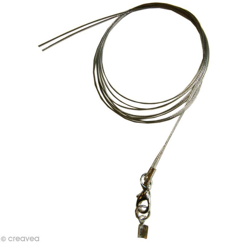 Collier en fil cablé 2 rangs avec fermoir 60 cm