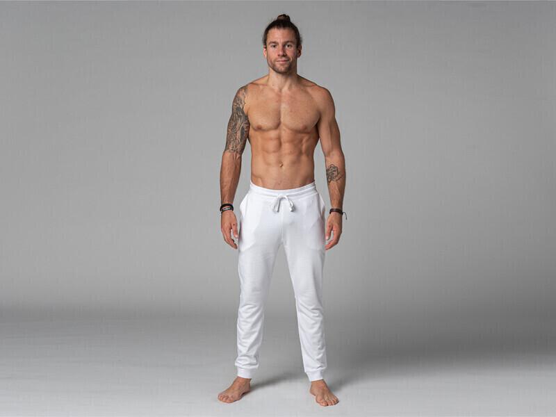 Pantalon de Yoga Homme Jogger blanc - 100 % Coton Bio - M thumbnail