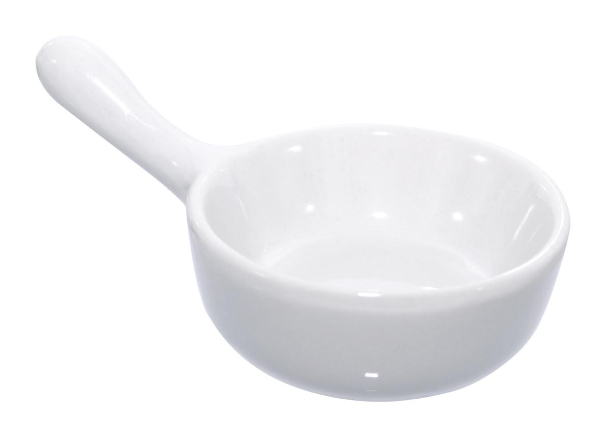 Mini poêlon en porcelaine blanche 10 x 6,1 x 4 cm - 4 unités