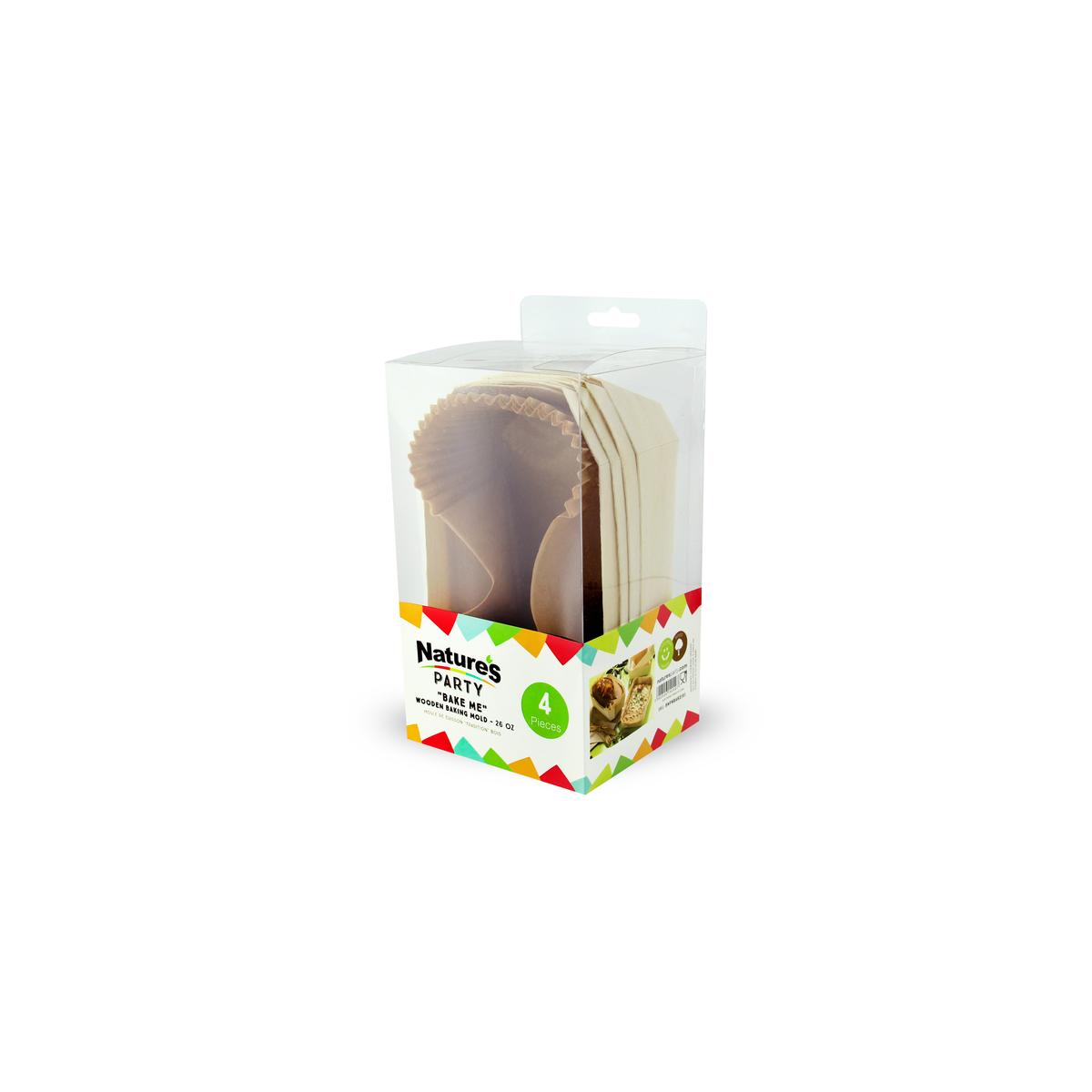 Moule cuisson bois+Caissette papier "Bake me" 17,7x11,4x5,9cm-4u
